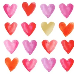 Aquarell Hearts gold papirservietter, 33x33 cm