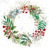 Festive Wreath papirservietter, 33x33 cm