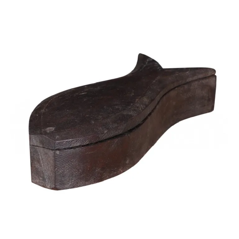 Fisk træskrin m. drejelåg