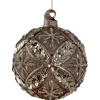 Glaskugle i antik mat grå med palietter og glitter 8cm