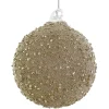 Glaskugle med små glasperler i sølv 8cm