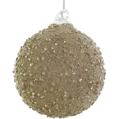 Glaskugle med små glasperler i sølv 8cm
