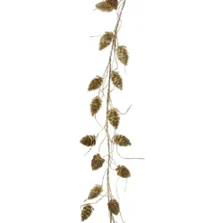 Grankogle guirlande i guldglitter 120 cm.