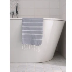 Hamam gæstehåndklæde Grey/White - 100x50 cm