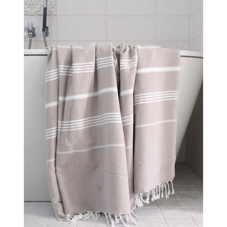 Hamam håndklæde Grey-beige/White - 220x160 cm