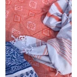 Hamam håndklæde Light Blue/Mandarin - 170x100 cm