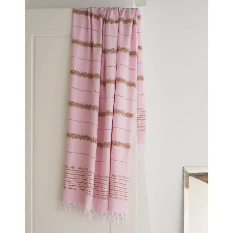 Hamam håndklæde Pink/Brown - 170x100 cm