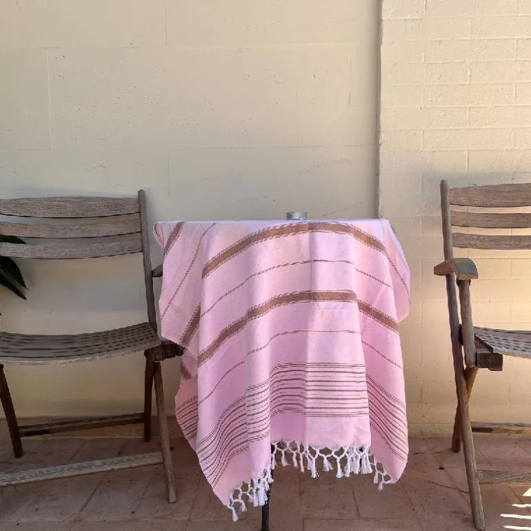 Hamam håndklæde Pink/Brown - 170x100 cm