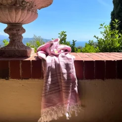 Hamam håndklæde Pink/Brown - 170x100 cm