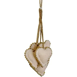 Hjerteophæng i muslin med perler til ophæng 5 stk.