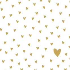 Little Hearts gold papirservietter, 33x33 cm