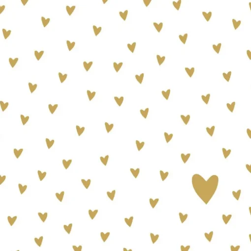 Little Hearts gold papirservietter, 33x33 cm