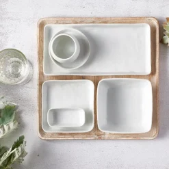 Retangulær asiet hvid Porcelino