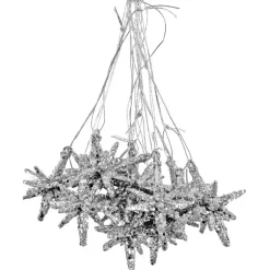 Sølvstjerne ophæng med glitter 12stk