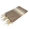 Taupe stribet Hamam håndklæde