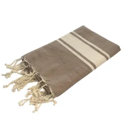 Taupe stribet Hamam håndklæde