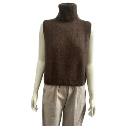 Vest med rullekrave - Brun